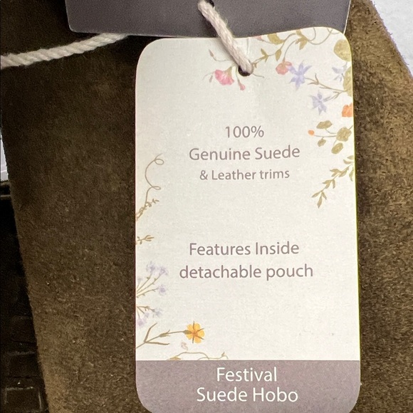 Haute Hippie | Olive Green Suede/Leather Festival Hobo Bag w/ Matching Mini Bag - Picture 5 of 16